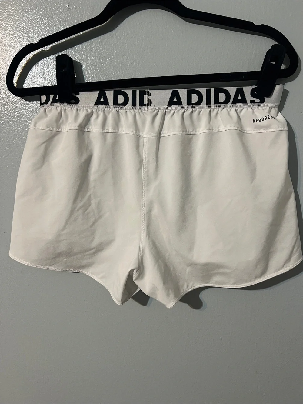 adidas White Women's Athletic Shorts with Branded Black Waistband